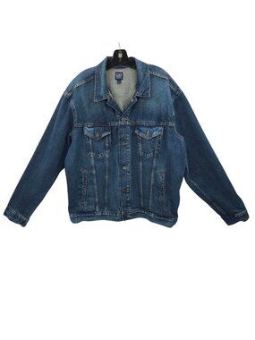 GAP Blue Denim Trucker Jacket Mens XL Jean Coat Button Up Classic Indie Grunge